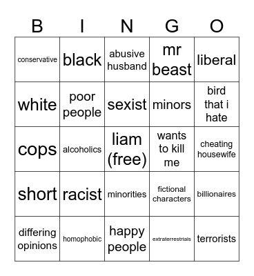 opps Bingo Card