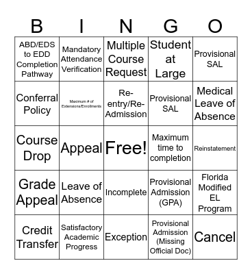 Untitled Bingo Card