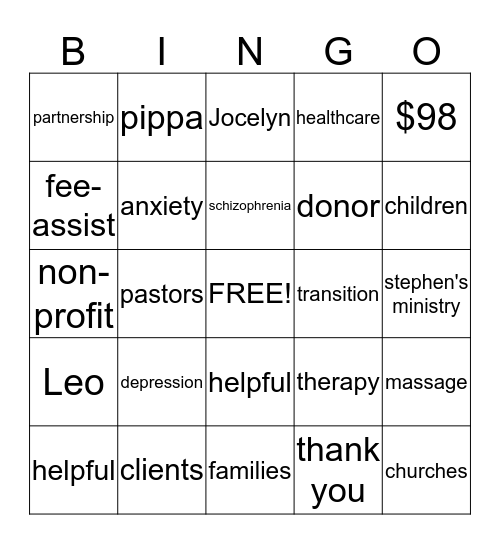 Samaritan Bingo Card