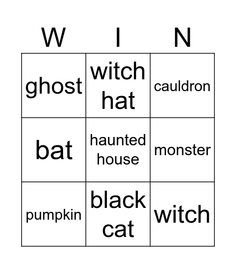 Halloween Bingo Card