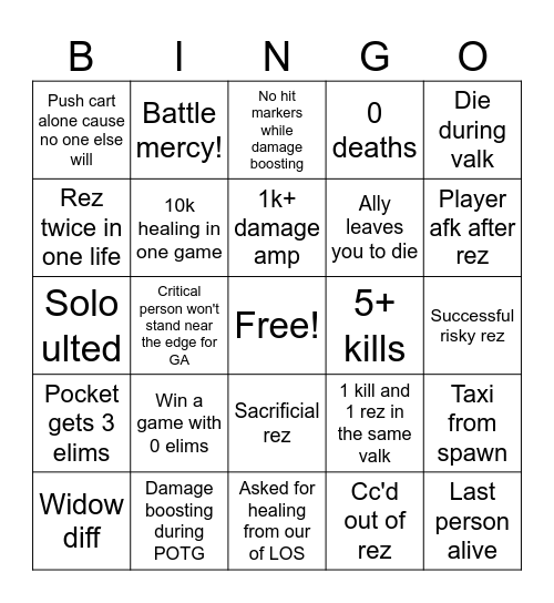 Mercy bingo Card