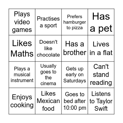 Find someone who ... Bingo Card