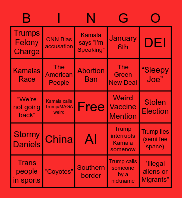 2024 DEBATE BINGO Card