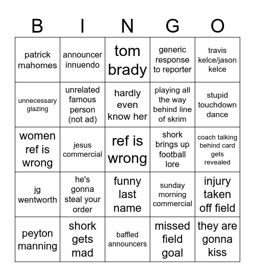 foobal Bingo Card