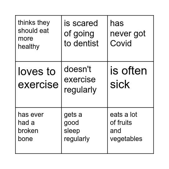 find somebody who... Bingo Card