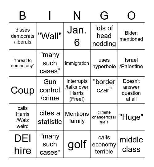 Trump Bingo Card