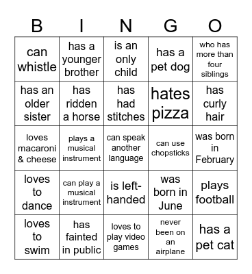 Find someone who... Bingo Card