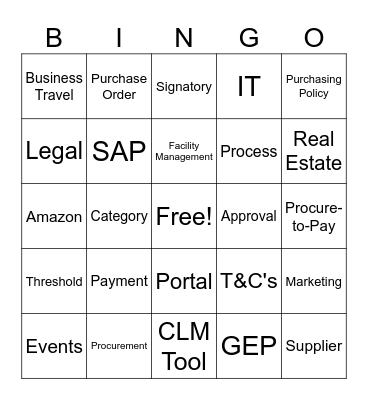 SKP Procurement BINGO Card