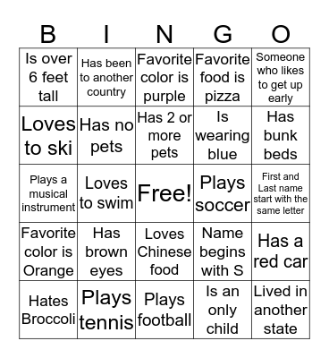 Camp Coney Pine People Bingo Card