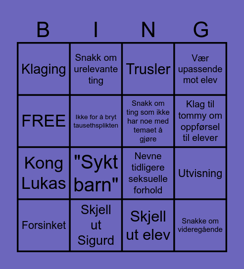 Camilla Bø Bingo Card