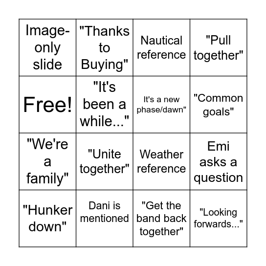 Boardroom Bingo Card