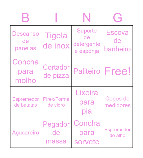 Chá de Cozinha Marcela Bingo Card