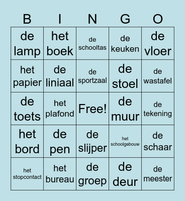 Bingo 'de school' Bingo Card