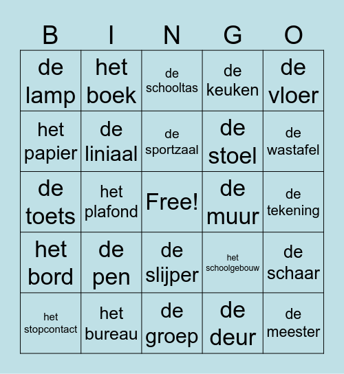 Bingo 'de school' Bingo Card