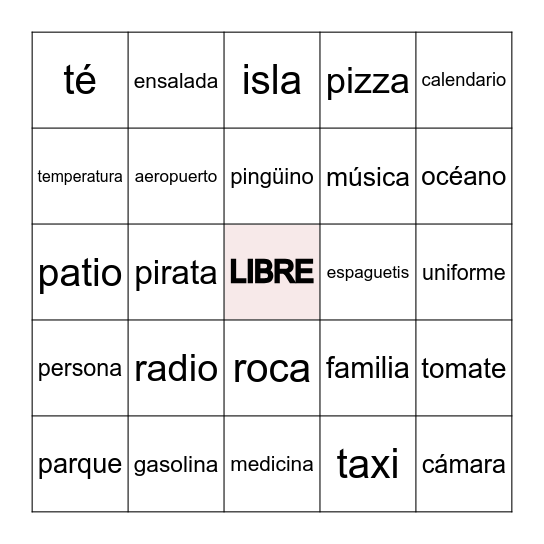 LOS COGNADOS Bingo Card