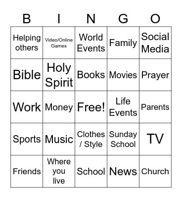 Worldview Bingo Card