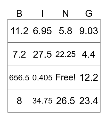 Division- Page 94- #8-13 and Page 95 #16-32 Bingo Card