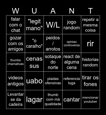 WUANT Bingo Card