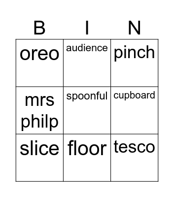 Year 3 Nouns Bingo Card