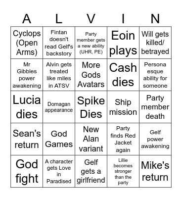 FINTAN'S DnD Bingo Card Bingo Card