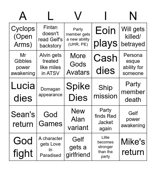 FINTAN'S DnD Bingo Card Bingo Card