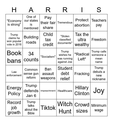 Blue Wave America Debate Bingo! Bingo Card