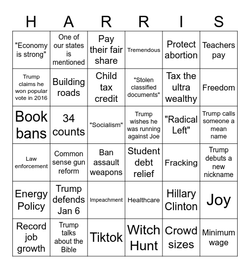 Blue Wave America Debate Bingo! Bingo Card