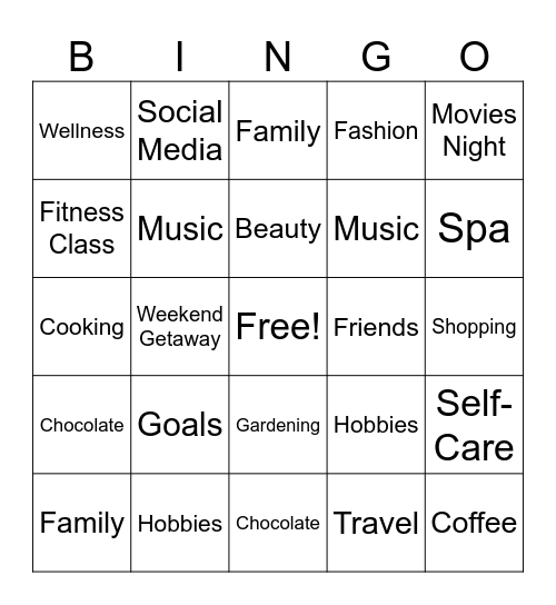 Test Bingo Card