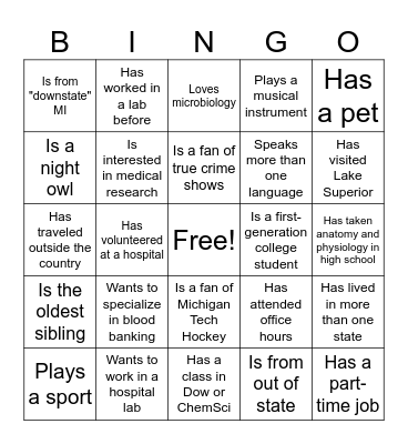 BL1600 BINGO Card