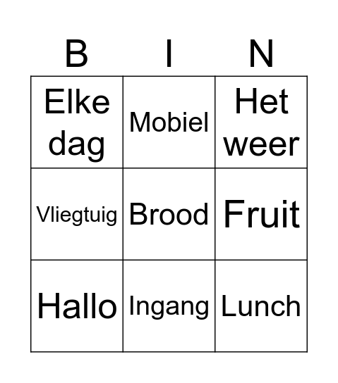 Chinees Bingo Card