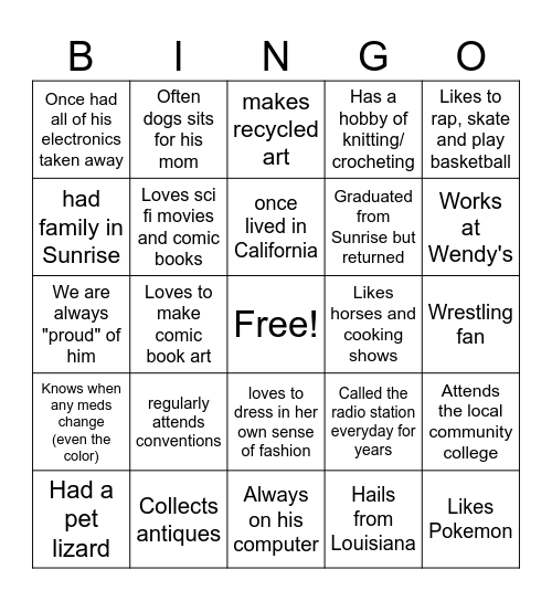 Client Bingo Card