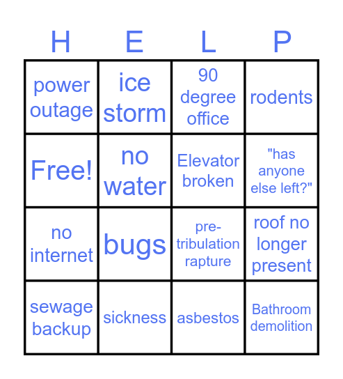 Work Ethic Bingo Card