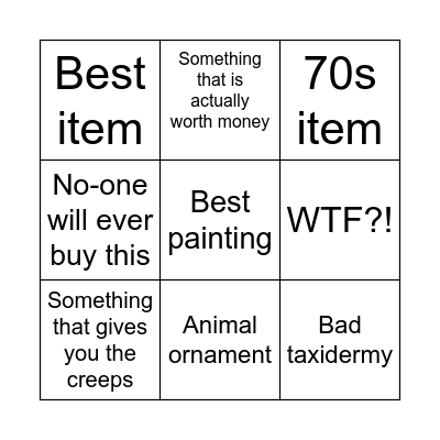 THRIFT STORE BINGO Card