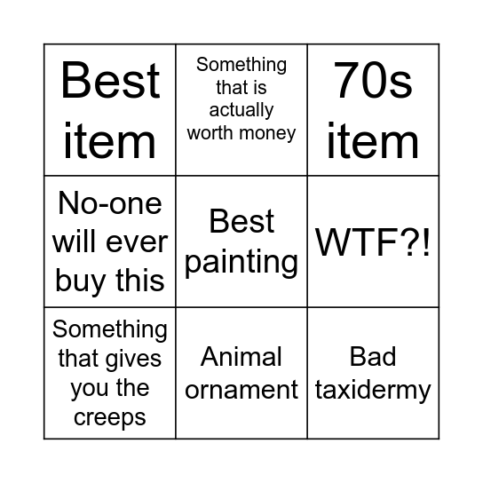 THRIFT STORE BINGO Card