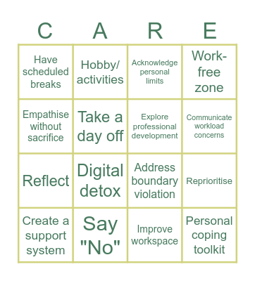 Boundary Bingo Card