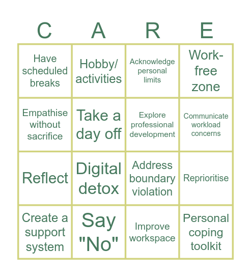 Boundary Bingo Card