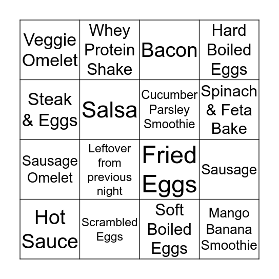 BREAKFAST BINGO Card