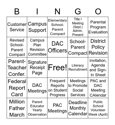 Title I Bingo  Bingo Card