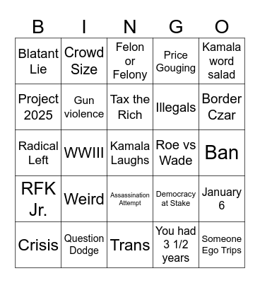 Sept 10 Debate Bingo Card