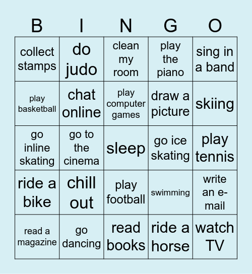 FREE TIME Bingo Card