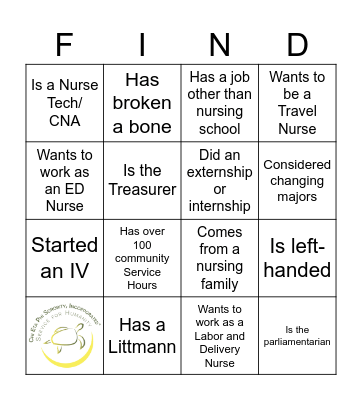 FIND WHO Bingo Card