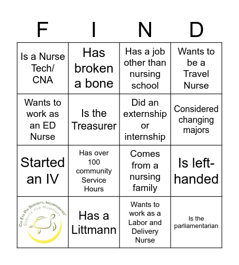 FIND WHO Bingo Card