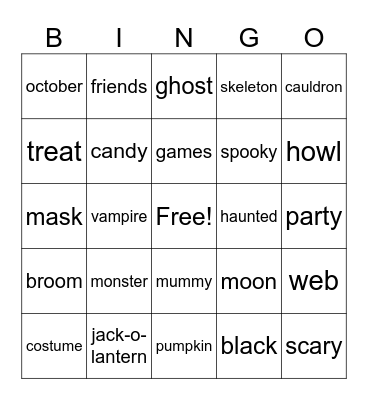 Halloween Bingo Card