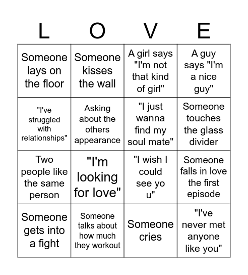 LOVE IS BLIND! Bingo Card