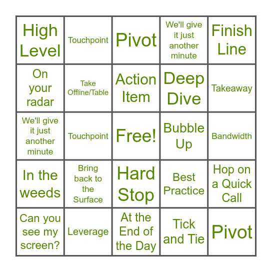 Lingo Bingo Card