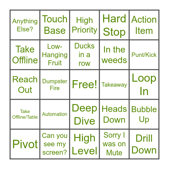 Lingo Bingo Card