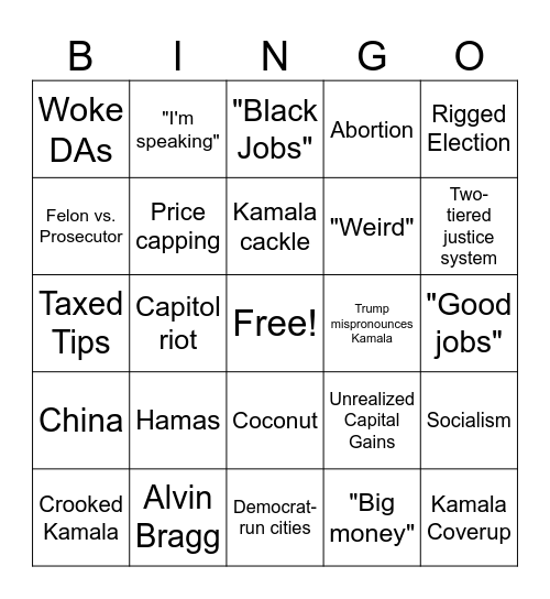 A real debate? Bingo Card