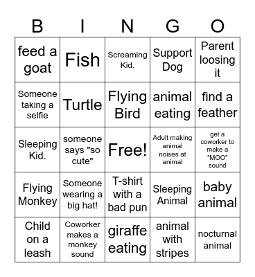 Work Zoo Bingo Card