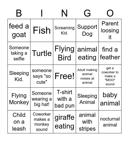 Work Zoo Bingo Card