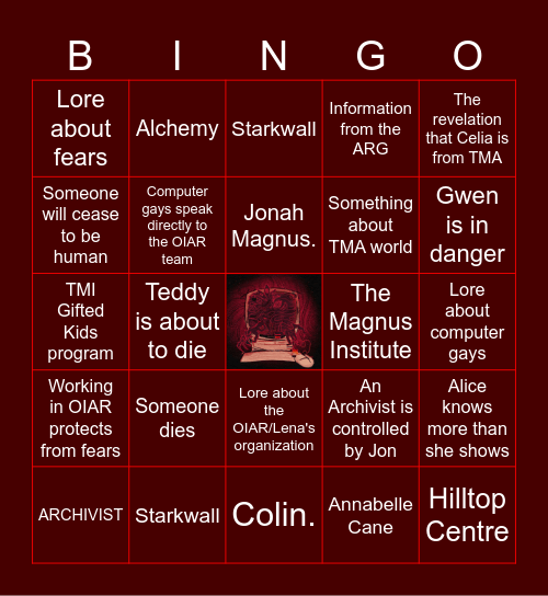 TMAGP 30 Bingo Card